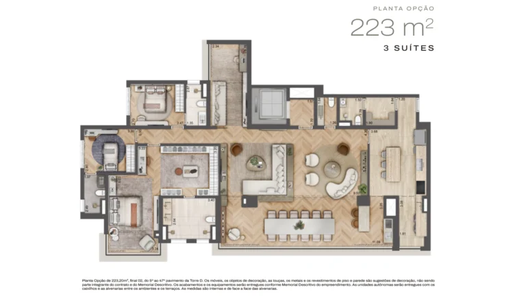 Planta opção 223m²