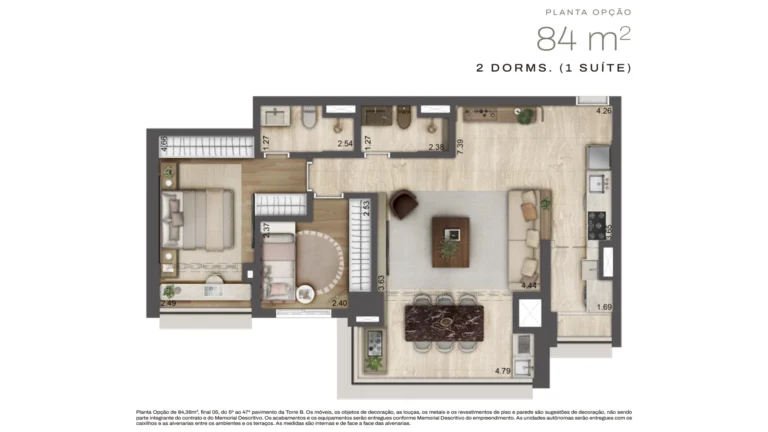 Planta opção 84m²