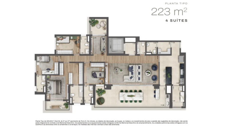 Planta tipo 223m²
